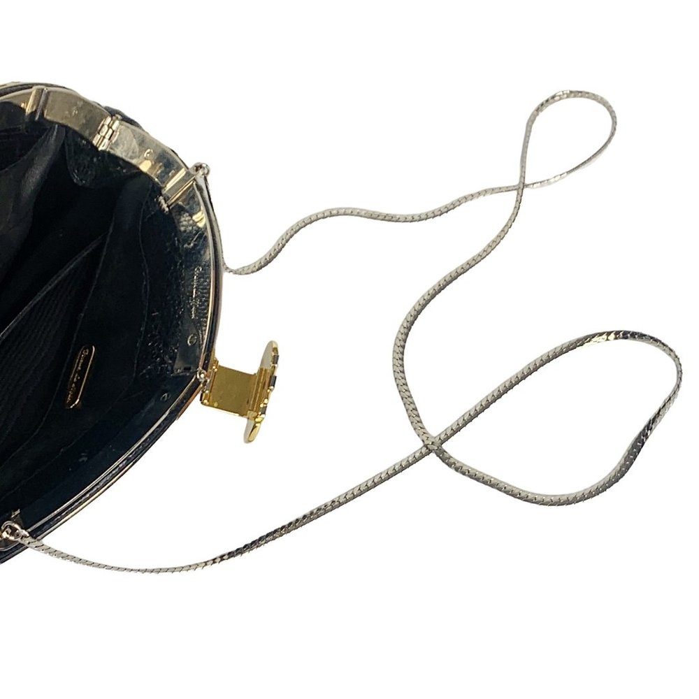 Finesse La Model Vintage Snakeskin Black Egyptian Metal Clutch Crossbody Bag - Picture 9 of 12